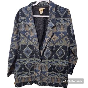 Vtg Anchor Blue Lightweight Print Blazer Jacket Size Medium Made In USA